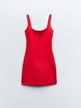 Zara Red Fitted Tailored Mini Dress Size Small Ref 8342/301